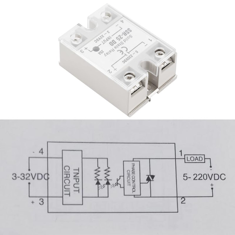 Broco SSR-25 DD 25A 5-220VDC Solid State Relay for Automation