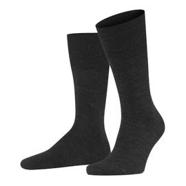 FALKE Airport New Wool Cotton Men's Socks Black White Many Other Colours Reinforced Men's Socks without Pattern Breathable Thick Plain, 1 Pair, Grey (Anthracite Melange 3080), 39-40