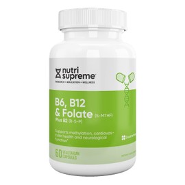 Nutri Supreme, Folate with B6 and B12, Helps Maintain Normal Homocysteine Levels and Cardiovascular Health, 60 Count, Kosher Certified