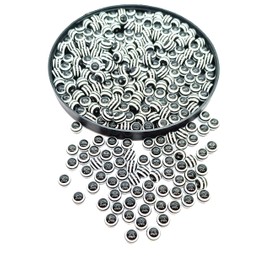 taffbeads 100pcs 8mm Solid Colours Round Striped Resin Beads for DIY Craft and Jewellery Making (Black)