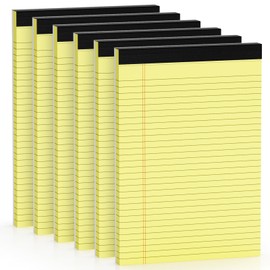 Legal Pads 8.5 x 11 inch Wide Ruled 6 Pack, Lined Note Pads Canary Yellow Paper 21lb, Yellow Notepad 30 Sheets Per Writing Pad, Double Sided Printed Perforated Notepads Ideal for Home, Office, School