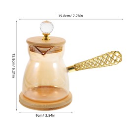Cabilock Gold Turkish Coffee Pot with Glass Side Handle, 350ml Pour-over Coffee and Tea Maker, Vintage Style for Home, Office, Café