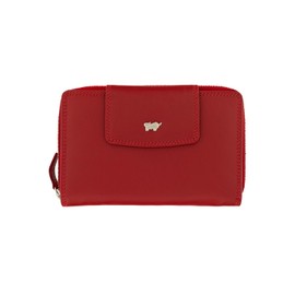 BRAUN BÜFFEL Women's Genuine Leather Golf 2.0 Wallet with Zip - Wallet for Women - 15 Card Slots, red