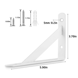 White Shelf Bracket 12 Packs Eau Wall Shelf Brackets Heavy Duty 4 X 6 Inch 90 Degree Floating Shelves, Tripod Triangle Shelf Brackets for Floating Wood Shelves