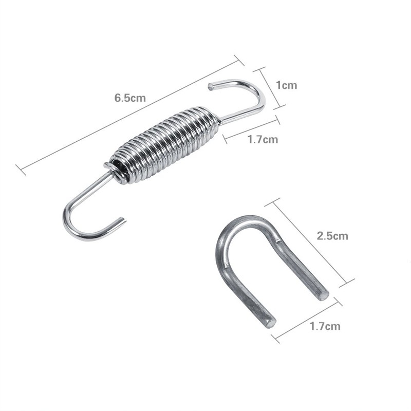 Qiilu 2x Motorcycle Exhaust System Fully Rotating Mounting Springs Stainless