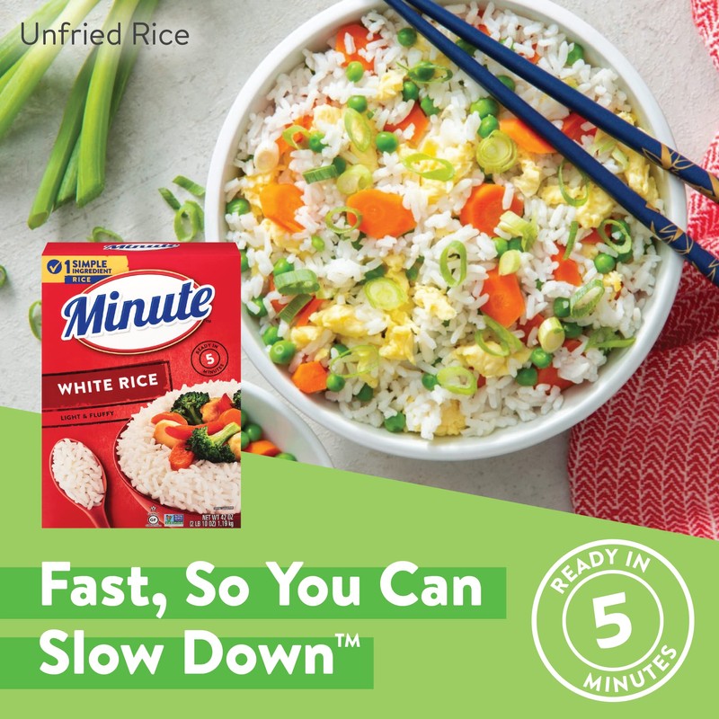 Minute White Rice, Instant White Rice for Quick Dinner Meals,