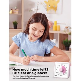 LIORQUE Visual Timer for Kids, 60 Minute Visual Countdown Timer Clock for kids Pomodoro Timer for Classroom Teaching Cooking