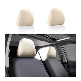 AUCELI 2PCS Car Headrest Covers, Soft Dust-Proof Anti-Scratch Breathable Automotive Headrest Protector Replacement, Vehicle Interior Decoration Universal for Most SUV, Truck, RV and More（Beige）