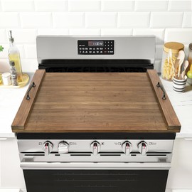 GASHELL Noodle Board Stove Cover with Handles, Multiple Stove Top Cover Board for Electric/Gas Stove Top(Retro Brown)