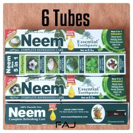 Essential Palace 6 Tube NEEM Toothpaste 5 in 1 Essential Palace 100% Fluoride Free,Vegetable Base