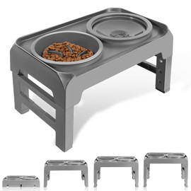Elevated Dog Bowls, Slow Feeder & No Spill Water Bowl Stand, Raised Food Bowls with 4 Adjustable Heights for Small Medium Large Dogs