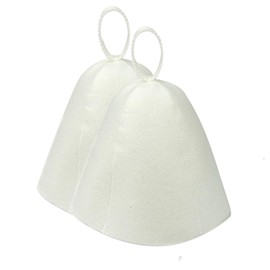 2PCS Sauna Hat,Ergonomi Felted Sauna Cap for Women and Men,Steam Bath Hat Room Accessories Felt Heat Dry Headrest,Steam Room Essential Parts,Simple Natural Stylish Appearance (White)