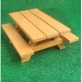 Etsy - Trees2Toys Dollhouse Picnic Table with Benches, Handmade Cedar Wood - Natural Cedar Stain