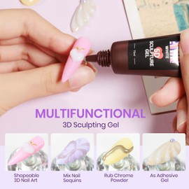 MIZHSE 3D Nail Gel Sculpting Gel, Milky White 15 g Carving Gel Sculpture Gel for Nails, Molding Gel for Drawing Gel Liner 3D Gel Nail Art 5D Embossed Gel Nail Design Decoration Manicure Home DIY