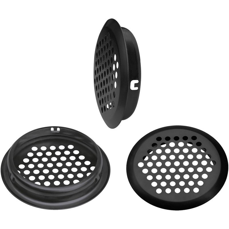 12 PCS Round Louver Grill Cover Air Vents (Black)