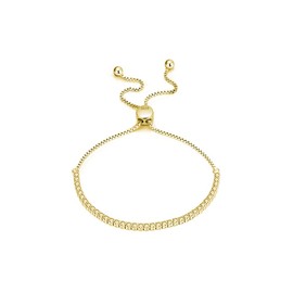 Sparkling tennis deluxe bracelet, women's bracelet with sparkling crystals, 925 silver, sliding tennis bracelet for women, silver, gold and rose gold, Silver, gold