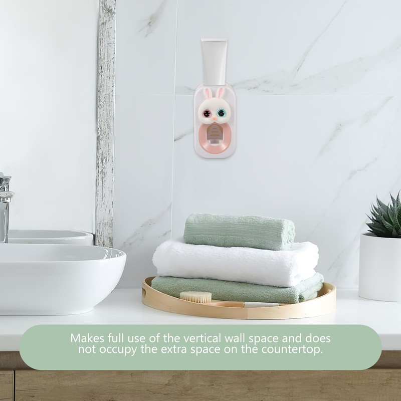 FOMIYES Automatic Toothpaste Dispenser Wall Mounted Toothpaste Holder Cute Bunny