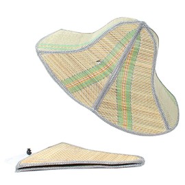 MANJIAMEI Wide Brim Straw Hat for Adults, Universal Striped Sun Hat for Women Men, Foldable Summer Beach Cap Sunshade Hat Fishing Cap for Travelling Hiking Outdoor Activities (Black Trim)