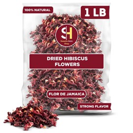 Dried Hibiscus Flowers 1 LB | 100% Natural | Herbal Tea | Cut & Sifted, Gluten Free, Non GMO | Strong Flavor | Loose Leaf Tea for Hibiscus Tea | Dried Leaves