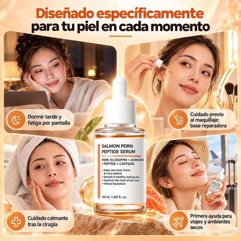Sérum Facial Salmón PDRN Peptide,Reducir las líneas finas