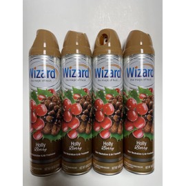 Wizard The Magic of Fresh | Odor Neutralizer & Air Freshener - 10 Oz. Holly berry (Pack of 4) (Packaging May Vary)