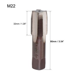uxcell Metric Hand Tap M22 Thread 1.5 Pitch 4 Straight Flutes H2 Alloy Tool Steel 1 Pair