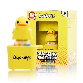 Quackey - Fidget Toy that Quacks! Duck Quacking Keychain, Funny Quacking Duck Keychain, USB Rechargeable Sensory Button Quacking Duck Toy Keychain:_Red