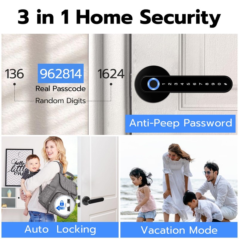 Fingerprint Handle Door Lock Smart Door Lock Levers eLinkSmart Keyless
