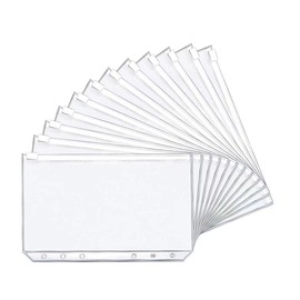 Pack of 15 A6 Binder Bags, Giantzhong PVC 6-Hole Zip Folder, for Budget Planner Accessories, Insert Pages Loose Leaf Bags, Photo (Transparent)