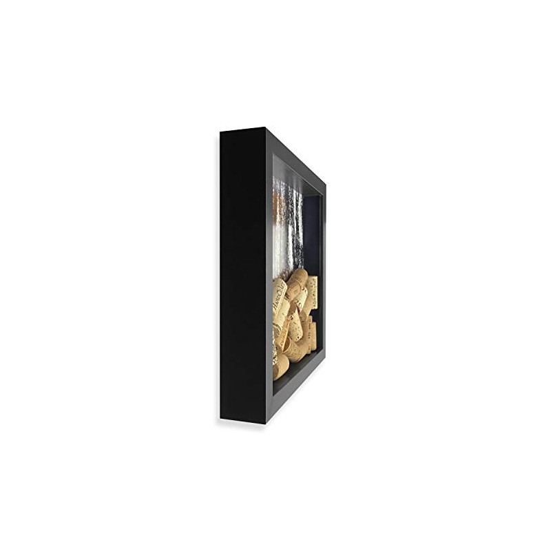 Wine Cork Shadow Box, Farmhouse Glam, Black & Silver, 9