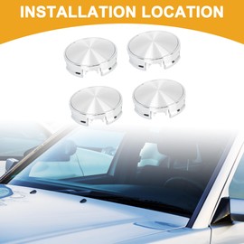 Partuto 4 Pcs 62mm Universal Wheel Hub Caps - ABS Plating Aluminum Alloy Silver Tone