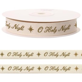 10 Yards Holy Night Natural Cotton Ribbon for Crafting Sewing, 3/5 Inch Christmas Twill Tape Ribbons for Gift Wrapping, Nativity Religious Holy Family Ribbons for Hair Bow Accessories
