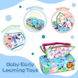 Manrock Baby Tissue Box Toy, Montessori Educational Toys for Babies 6 to 12 Months, Newborn Toy Infant Toddlers Sensory Toys