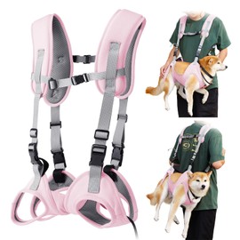 Dog Carrying Bag,Adjustable Portable Breathable Mesh Cat Dog Shoulder Assist Harness Mobile Backpack for Old, Disabled, Joint Injuries, Arthritis, Paralysis Dogs_L(Pink)