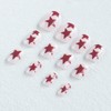 Short Squoval Press on Nails Red Star Fake Nails Nude
