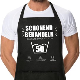 Sugeru Cooking Apron, Apron with 2 Pockets, Gifts 60th Birthday Men Women, Waterproof Kitchen Apron, Cooking Baking BBQ for Home, Restaurant, Adjustable Children's Apron, 50 years