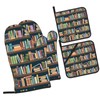 Cartoon Bookshelf Bookworm Heat Resistant and Heat-Insulating Gloves, fit for