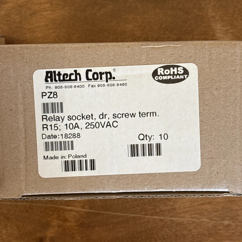 Altech Corp PZ8 Relay Socket 8 Pin Dr, Screw Term