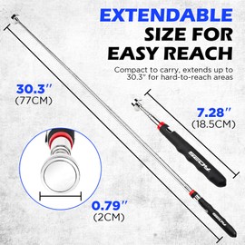 2-Pack Telescoping Magnetic Pickup Tool, 40 lb Pull Force, 30-Inch Extendable Magnetic Grabber Stick with Non-Slip Handle for Automotive Repair, Garage and Retrieving Screws, Nuts, Bolts and Nails