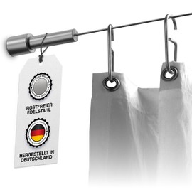 PHOS Design Rope Tension Set for Shower Curtain, Brushed Stainless Steel, Rope Tension System in the Bathroom