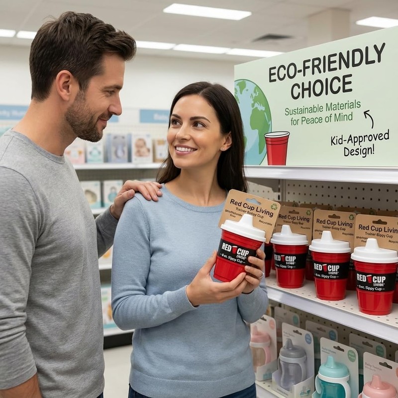 Red Cup Living Trainer Baby Sippy Cup 8 Oz BPA-Free