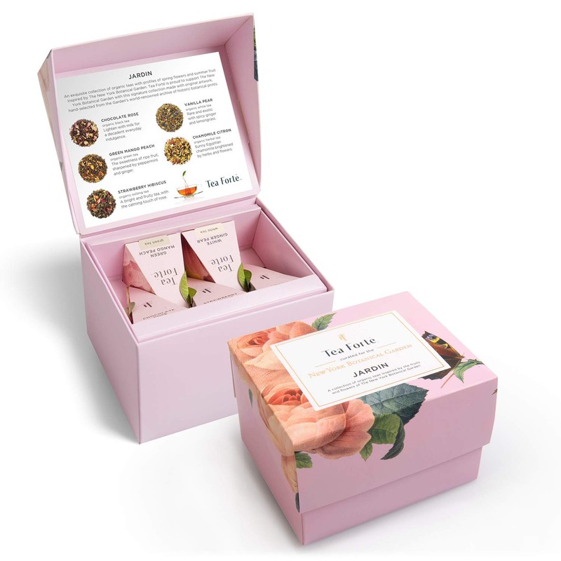 Tea Forte Jardin 3-Piece Premium Tea Gift Set with Rose
