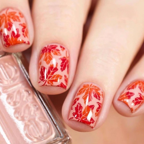 Fall Maple Leaf Press on Nails Short Square Full Cover