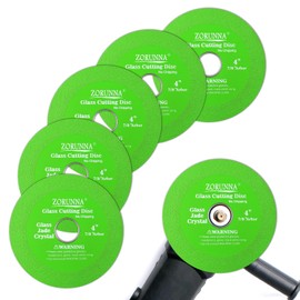 ZORUNNA 5 Pack Glass Cutting Disc for Angle Grinder, 4" X 7/8" Tile Cutter Blade, Ultra-Thin Glass Cutters Tools for Grinding Ceramic, Crystal, Tile, Jade, Wine Bottle.