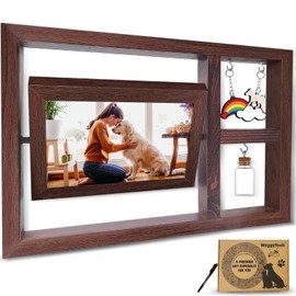 Pet Memorial Frame for Dogs, Rotating Wooden Dog Picture Frame Set 4x6 for Mom Dad - Dog Bereavement Remembrance Photo Frame in Loving Memory - Pet Sympathy Gifts for Loss of Dog, Double-Sided Display-Horizontal
