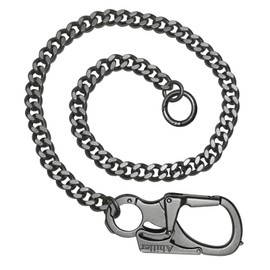 Ahiller Wallet Chain with Clasp [Double Lock Design with Tungsten Steel Taper Head], Heavy Duty Biker Chain, Men's Wallet Chain, Jeans Chain and Key Chain, Yk-keyclip-black-1pcs