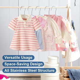 LifHap 20 Pack Silver Stainless Steel Kids Hangers, Space-Saving Non-Slip, Perfect for Baby, Toddler & Kids' Clothes