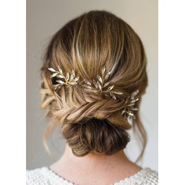 Kercisbeauty Crystal Hair Pins for Brides Wedding Bridal Hair Piece Rustic Wedding Hair Dress for Bridesmaid Hair Accessories for Women Girls (Set of 3)(Gold)