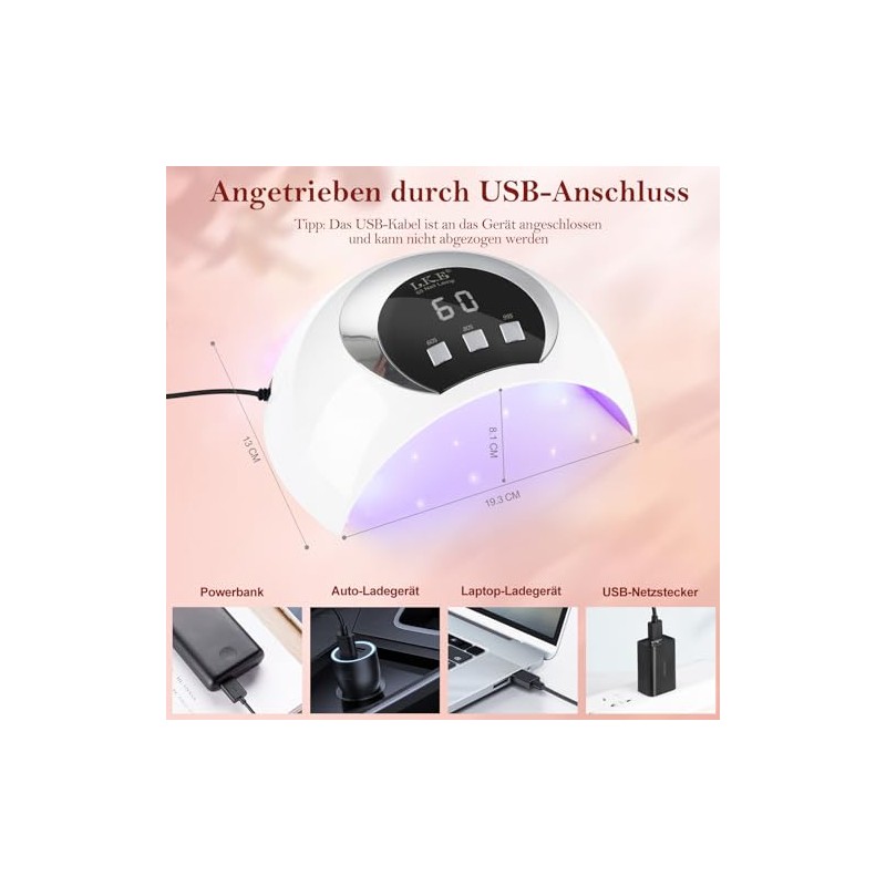 LKE 54W UV Lamp for Gel Nails with LCD Display