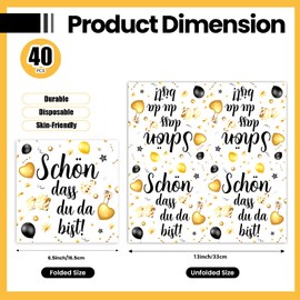 Pack of 40 Birthday Napkins, Saying 'Schön, dass du da bist!', Communion Decoration Boy Girl Napkins Christening for Christening and Decoration Communion Birthday Party Accessories Decoration